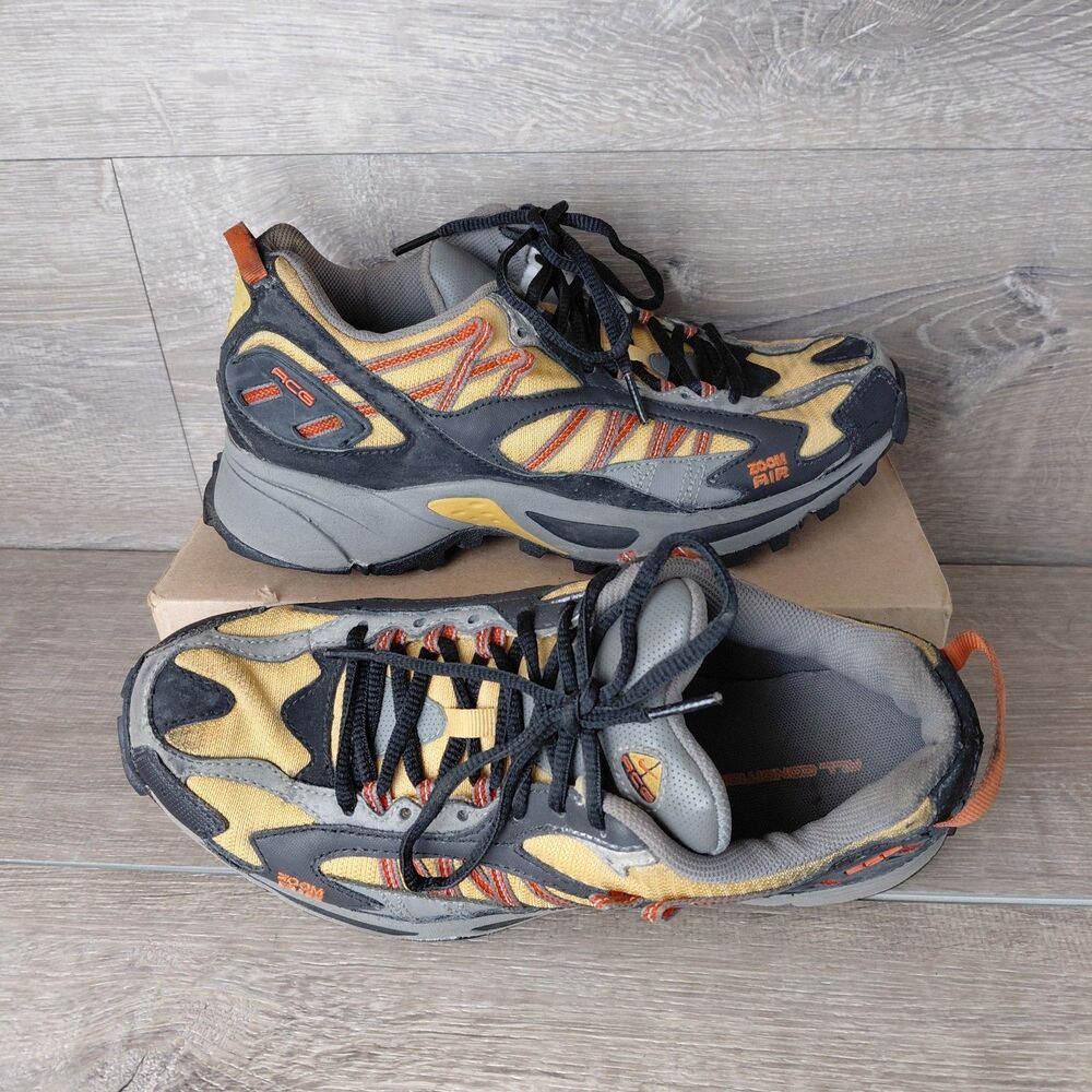Nike ACG Zoom Air Steen Shoes Mens 8.5 Gray Yellow Trail Running Hiking Sneakers
